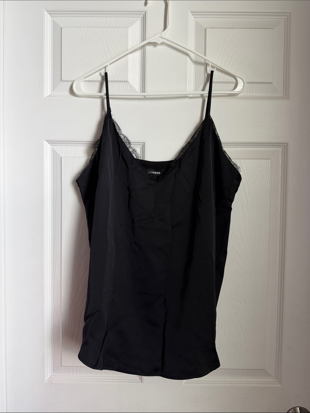 Express Black Lace-Trim Satin Camisole